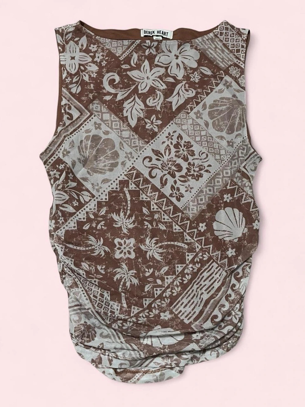 Derek Heart Brown White Pattern Tank top and Skirt Set Size Medium